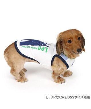 PET PARADISE Lee 接触冷感 タンクトップ《ワーク柄》 小型犬 ホワイト×ネイビー