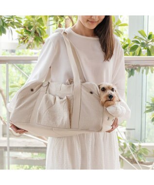 PET PARADISE ペットパラダイス ナチュラル リネンコットン キャリーバッグ ＭＬ 小型犬 ロング ライトベージュ