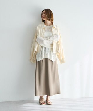 YECCA VECCA サテンフレアスカート Beige