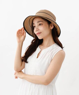 AURORA 【 Beaurance （ビューランス）】ペーパーブレードｘホースヘアリボン付カサブランカハット