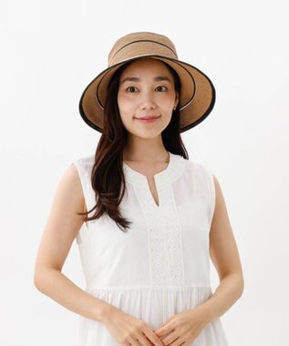 AURORA 【 Beaurance （ビューランス）】ペーパーブレードｘホースヘアリボン付カサブランカハット ベージュ