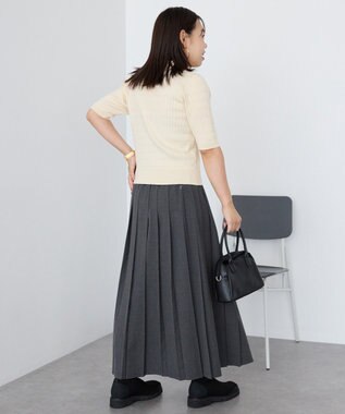 AMERICAN HOLIC 【選べる丈】ブロッキングプリーツスカート Charcoal Gray