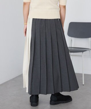 AMERICAN HOLIC 【選べる丈】ブロッキングプリーツスカート Charcoal Gray