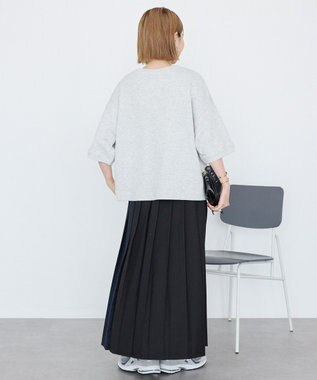 AMERICAN HOLIC 【選べる丈】ブロッキングプリーツスカート Black