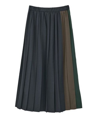 AMERICAN HOLIC 【選べる丈】ブロッキングプリーツスカート Navy