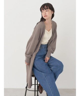 earth music&ecology ニュアンスロングカーディガン Gray Beige