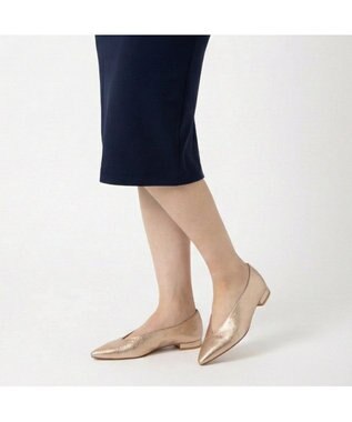 MODE ET JACOMO <MODE ET JACOMO>Uカットフラットプレーンパンプス ピンクメタリック