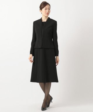 自由区 FORMAL 【洗える/縦横ストレッチ】セオプラスエス横二重ジャケット＋ワンピース ブラック系