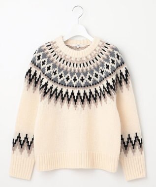 23区 【SLOW/一部店舗限定】ノルディック プルオーバー ニット オフホワイトベース