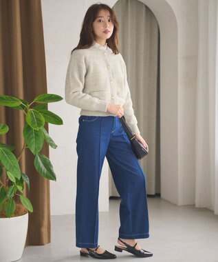 Feroux 【洗える】ラメシャギー カーディガン ベージュ系