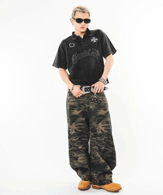 WEGO 【ユニセックス着用ITEM】ハトメバッククロスモチーフパンツ 柄1