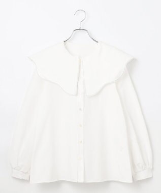 #Newans 【洗濯機可能/シワになりにくい】〈小柄さんにお勧め〉ウェービーカラーブラウス ホワイト