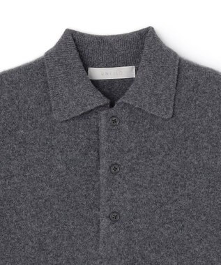 UNFILO MENS 【洗える】ウールカシミヤニット ポロ チャコール