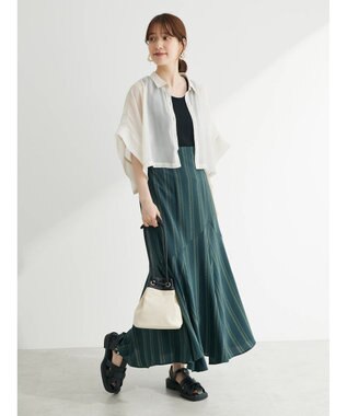 Green Parks ・ＥＬＥＮＣＡＲＥ　ＤＵＥ　ラメシフォンショートシャツ Ivory