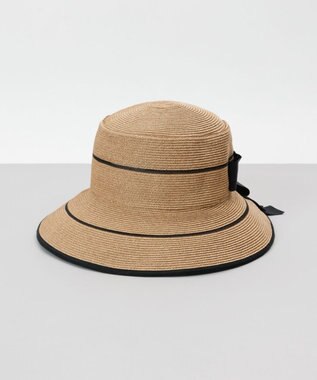 AURORA 【 Beaurance （ビューランス）】ペーパーブレードｘホースヘアリボン付カサブランカハット ベージュ