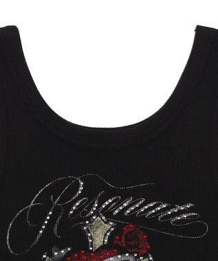 WEGO ラインストーンハートグラフィックタンク ブラック