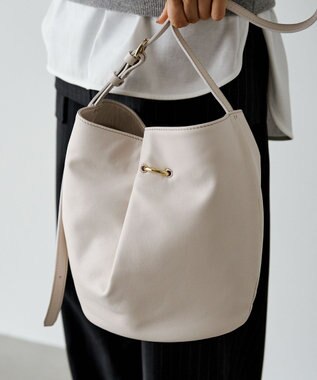 russet ツイードスカーフ付きレザー2WAYショルダーバッグ(CE-1632) OffWhite