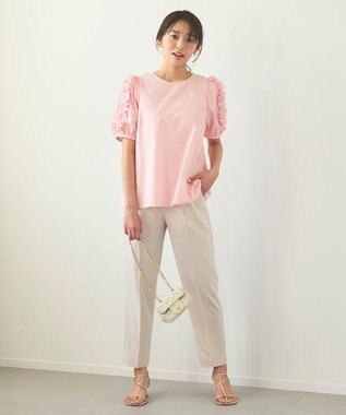 Feroux 【洗える】袖フリルチュニック ブラウス ピンク系