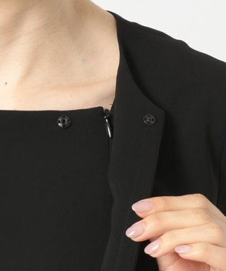 自由区 FORMAL 【洗える/縦横ストレッチ】セオプラスエス横二重ジャケット＋ワンピース ブラック系