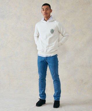 J.PRESS MEN インレージャージ クレスト刺繍パーカー ライトグレー系