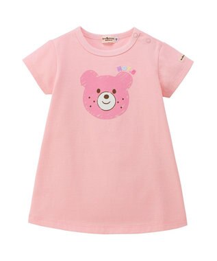 MIKI HOUSE HOT BISCUITS 【80-120cm】カラフルビーンズ フェイスプリント 半袖ワンピース