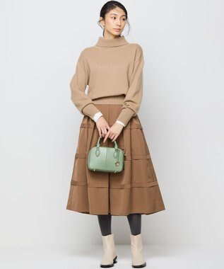 組曲 フリルタフタ フレアスカート モカブラウン系