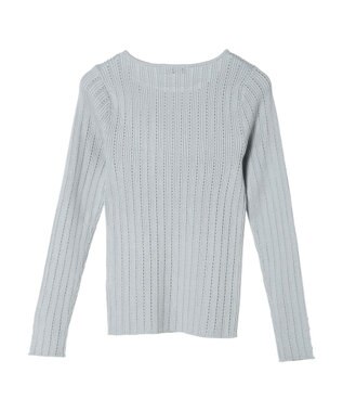 earth music&ecology ランダムリブパールニットプルオーバー Sax