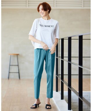 ICB 【接触冷感・洗える】エステルラミーチンツ テーパードパンツ セルリアン系