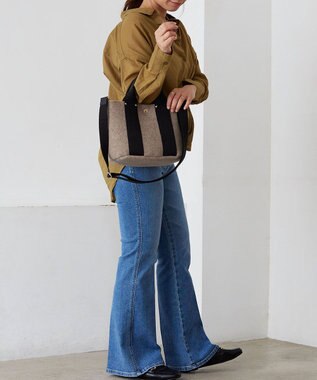 TOPKAPI 【TREASURE TOPKAPI】イタリアンフェルト テープコンビ 2way トートバッグ 2023 グレージュ