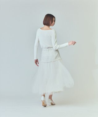 GRACE CONTINENTAL ロゴ刺繍リブトップ ホワイト