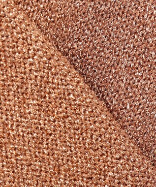 BEIGE， 【洗える】VANDA / ラメ入りクルーネック半袖カーディガン Dark Nude