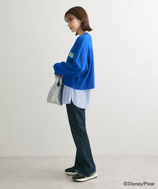 Green Parks トイストーリー／ワッペンショート丈カーディガン Blue