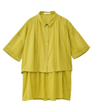 Green Parks Ｉ　ＳＥＴ２点　ギャザーシャツ＋布帛インナー Pistachio