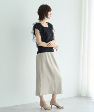 YECCA VECCA チュールラッフルノースリーブカーディガン Black