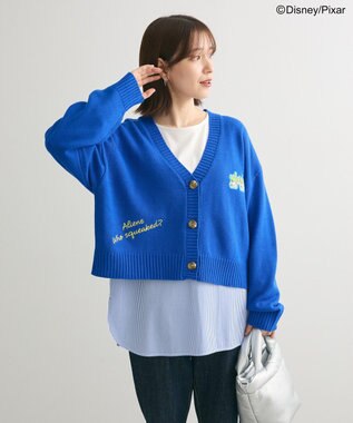Green Parks トイストーリー／ワッペンショート丈カーディガン Blue