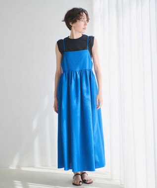 #Newans 【洗える】ボリュームキャミソールドレス ブルー系