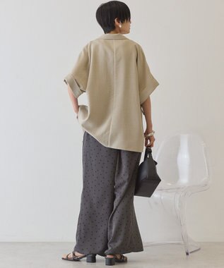 AMERICAN HOLIC 【先行予約】【イージーケア】リネンライク半袖ジャケット Gray Beige