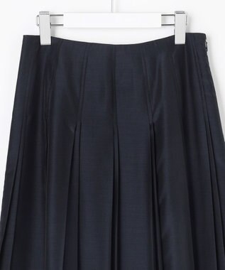 J.PRESS LADIES L エアリースパンボイル プリーツ スカート ネイビー系