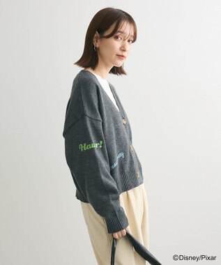 Green Parks トイストーリー／ワッペンショート丈カーディガン Gray Mixture