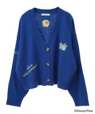 Green Parks トイストーリー／ワッペンショート丈カーディガン Blue