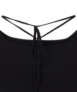 WEGO チョーカーリボン付きオフショルニット ブラック