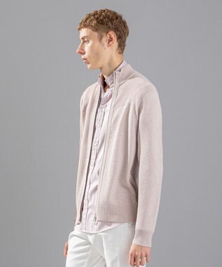 JOSEPH HOMME シルクバルキーハニカム　ジップアップニット ローズ系