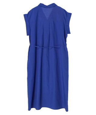Green Parks 綿麻混開襟ワンピース Royal Blue