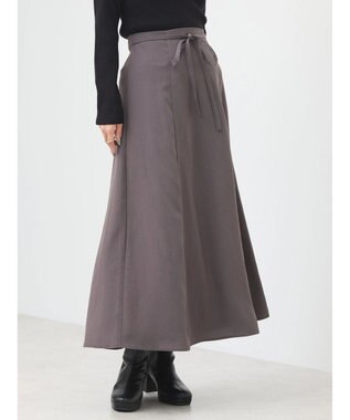 earth music&ecology リボンフレアスカート Charcoal Gray