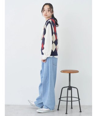 earth music&ecology アーガイルニットベスト Navy