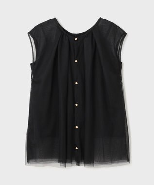 GRACE CONTINENTAL チュールタックノースリーブ ブラック