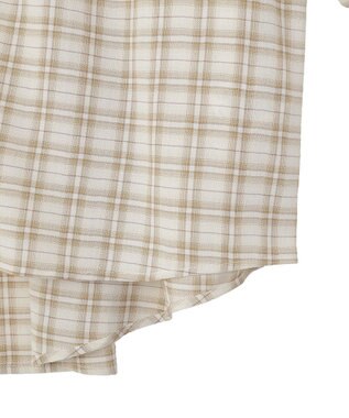 earth music&ecology シャーリングスリーブチェックシャツ Light Beige