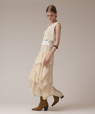 GRACE CONTINENTAL レースコンビティアードスカート キナリ