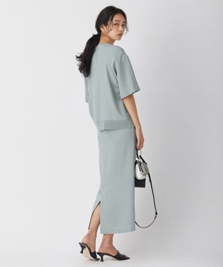 ICB 【新色追加・洗える】 FluidBackSatin Tブラウス ジェイドグレー系