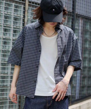 WEGO 【ユニセックス着用ITEM/MLサイズ展開】ミニチェックシャツ（SS） ブラックチェック1
